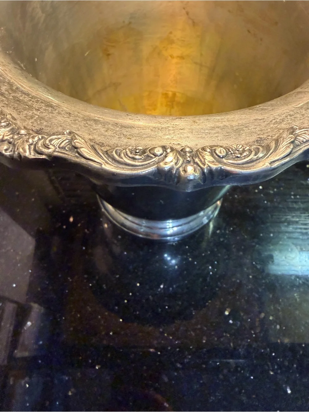 Vintage Sheridan Silverplated Lion Head Ice Bucket with Ring Handles